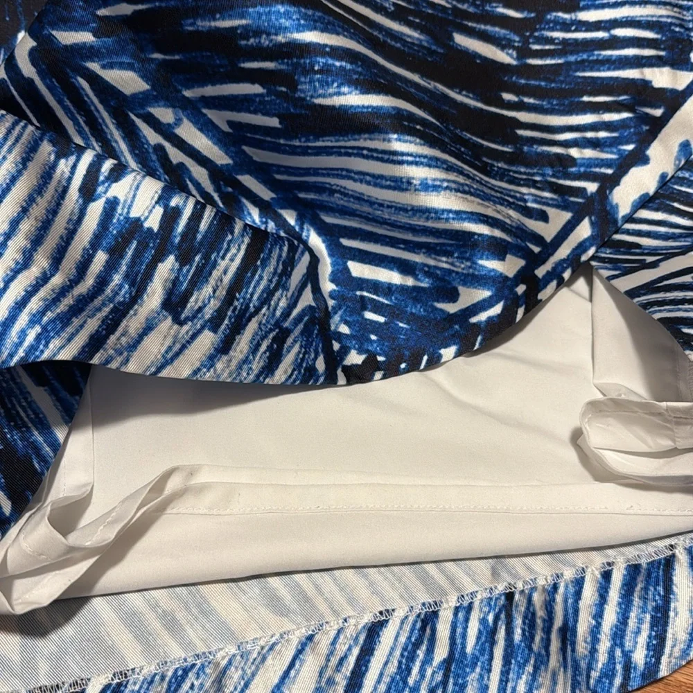 MILLY scribble print A-line midi skirt blue white size 4
